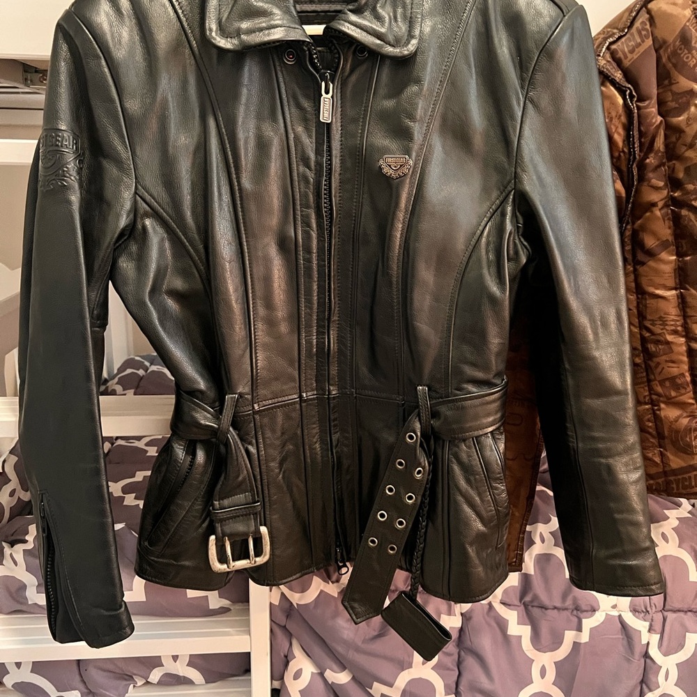 Women's Black Leather Motorcycle Jacket